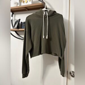 Wild Fable Army Green Cropped Hoodie